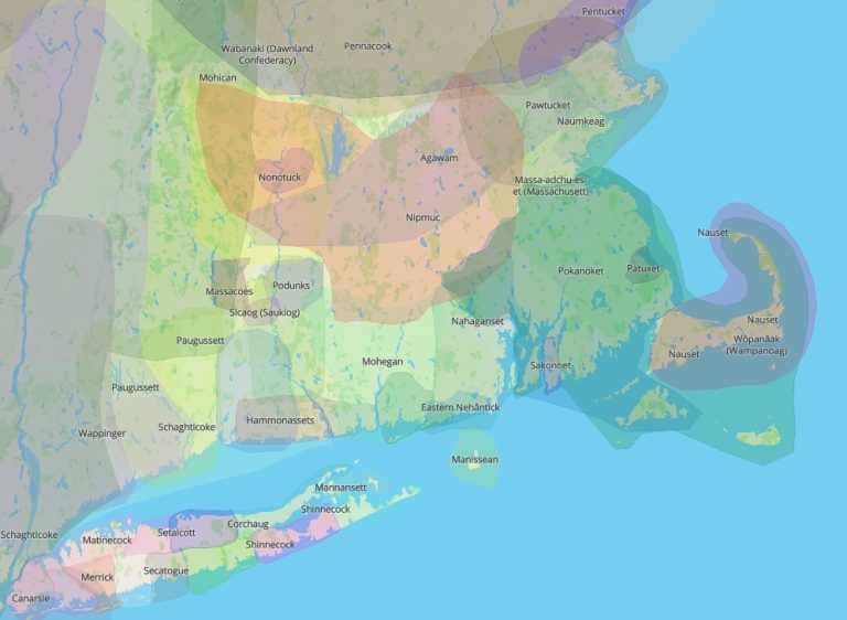 Map showing First Nations regions of southern New England and Long Island